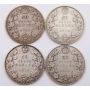 4x Canada 50 cents 1911 1912 1913 and 1914  G-VG   