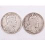 1902 and 1906 Canada 50 cents AG/G   2-coins