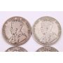 4x Canada 50 cents 1911 1912 1913 and 1914  G-VG   