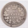1858 Canada 5 cents large date F+