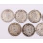 9x Canada King Edward VII 10 cents 5x 1907 and 4x 1910   9-coins G/VG