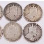 1902-1910 Canada 25c 1902 02H 03 04 05 06 07 08 09 1910 10-coins VG to F