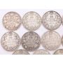 1911 12 13 14 16 17 18 19 20 29 31 32 34 & 1936 Canada 50 cents 14-coins VG-F