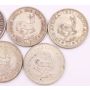 South Africa 5 Shillings 1947 48 49 51 52  57 1961 7-silver coins circulated