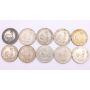 South Africa 5 Shillings type silver coins 1948 6x1957 3x64 10-coins circulated 