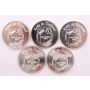 5x 1 oz 1985 Christmas Kids In Toyland .999 Silver ounce Rounds Dahlonega Mint