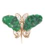 18K Gold Lapel Pin Burmese Jade and Diamonds Butterfly