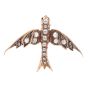 Victorian 14K yg Brooch Swallow in Flight Diamonds Seed Pearls Garnets
