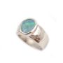 14K wg Ring Opal cabachon vivid green to blue 4.04ct