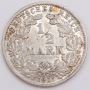 1913 G Germany 1/2 Mark silver coin EF/AU