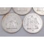 5x France 50 Franc silver coins 2x1974 2x1976 1x1978