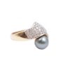 Tahitian Black Pearl yg ring 0.80cts pave set Diamonds
