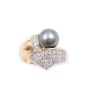 Tahitian Black Pearl yg ring 0.80cts pave set Diamonds