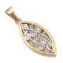 18k yg Naivette shapd pendant wg stylized diamond  blossoms 