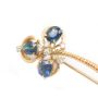 1.43ct Sapphire brooch 3-faceted medium blue sapphires 6-diamonds 