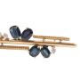 1.18ct Sapphire brooch 18k yg 4-faceted sapphires 5-diamonds 