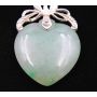 Heart shaped Burmese Jade pendant Rhodium on 14k gold 