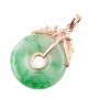 Burmese Jade Pi disk green/white vivid green mottling 14k gold pendant 