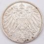 1915 A Germany 1 Mark silver coin AU/UNC
