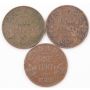 3x 1925 Canada 0ne cent coins 3-damaged coins