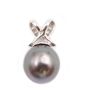 18K White Gold Tahitian Black Pearl and  Diamond Pendant