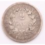 1809 W France 2 Francs silver coin nice VF