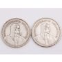1932 and 1933 Switzerland 5 Franc silver coins 2-coins circulated VF-EF