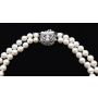 Akoya double strand cultured Pearls 7.5-8mm 18K wg diamonds