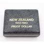 1983 New Zealand $1 silver coin Crowned Arms original case P51a Choice Proof