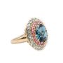 6.22ct Blue Topaz yg ring with 24 pink sapphires 20 blue Topaz a/$2100. Size-8