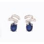 14k White gold 1.02 carat Blue Sapphire and Diamond Stud Earrings 