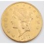 1877 $20 Liberty double eagle gold coin AU