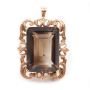38.58ct faceted step cut Smoky Quartz 9ct rose gold brooch 15.8g 