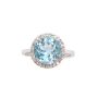 5.40ct faceted Blue Zircon 26-faceted diamonds 10K wg ring 