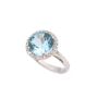 5.40ct faceted Blue Zircon 26-faceted diamonds 10K wg ring 
