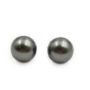 12.5mm Tahitian black pearl earrings green/rose overtones 14k posts 