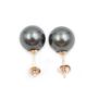 12.5mm Tahitian black pearl earrings green/rose overtones 14k posts 