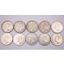 10x 1950 design in 0 Canada 50 cents 10-coins AU to Choice AU