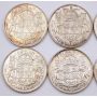 8x 1950 design in 0 Canada 50 cents 8-coins AU to Choice AU
