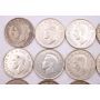 20x George VI 50c 1937 3x1940 9x1941 4x1942 3x1943 20-coins VF to EF+