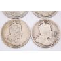 1902 1902H 1905 1908 Canada 25 cents 4-coins AG