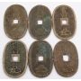 c1835-1870 Japan 100 Mon Tempo Tsuho 6-coins circulated