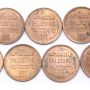 Palestine 1927 One Mil 9-coins all Choice AU to UNC