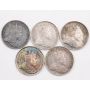 5X 1904 Canada 5 cents silver coins 5-coins VF or better