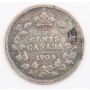 1909 Canada 5 cents round leaves cross VG
