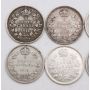 Canada 5 cents silver coins complete date set 1911 to 1920 10-coins VG or better