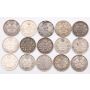 15X 1907 Canada 5 cents silver coins 15-coins GOOD to FINE