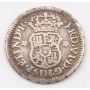 1759 M Mexico 1/2 Real silver coin VG/F small bend