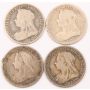 4X Great Britain 6 pence silver coins 1898 1899 1900 1901 4-circulated coins