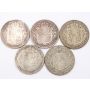 5X Great Britain Half Crowns silver 1917 1918 1920 1921 1923 5-coins circulated